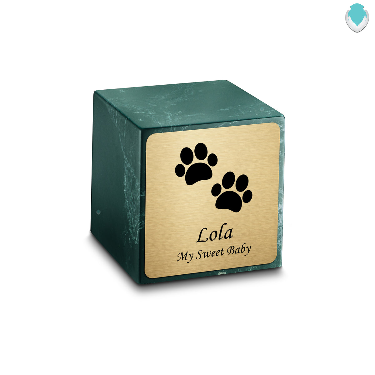 Small Cube Walking Paws Evergreen Cultured Marble Pet Cremation Urn by MacKenzie