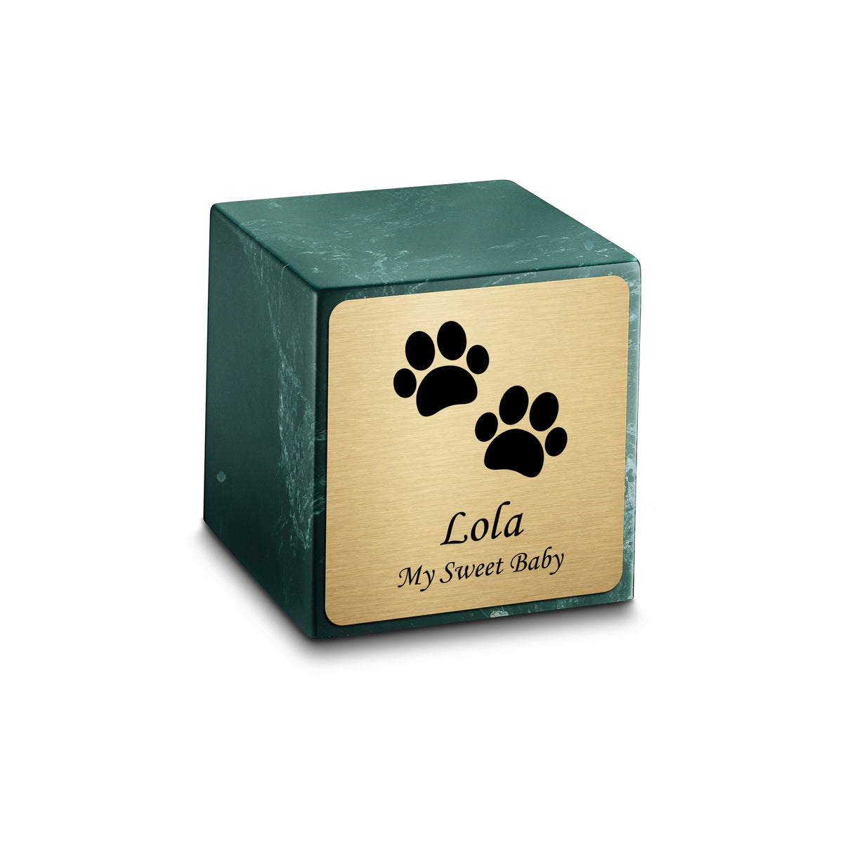 Small Cube Walking Paws Evergreen Cultured Marble Pet Cremation Urn by MacKenzie