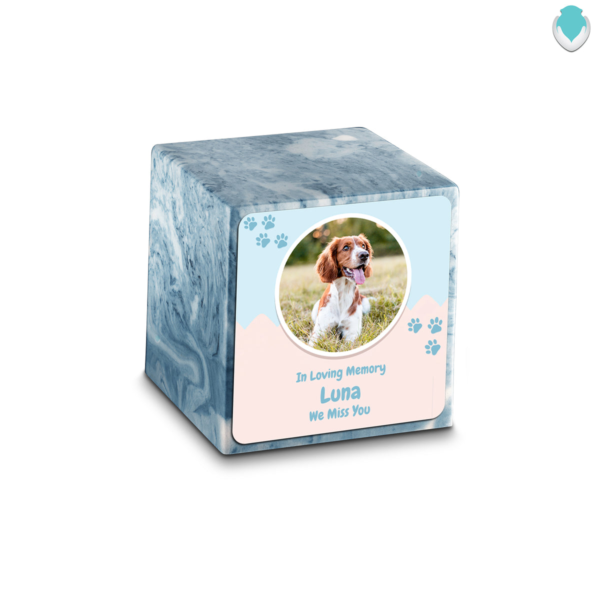 Small Cube Pet Portrait Berry Cultured Marble Pet Cremation Urn by MacKenzie
