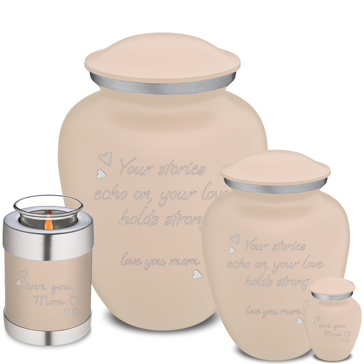 Adult Embrace Cream Handwritten Cremation Urn