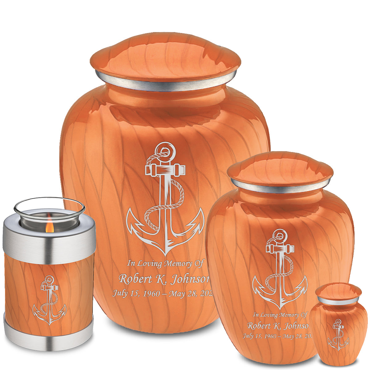 Adult Embrace Pearl Orange Anchor Cremation Urn