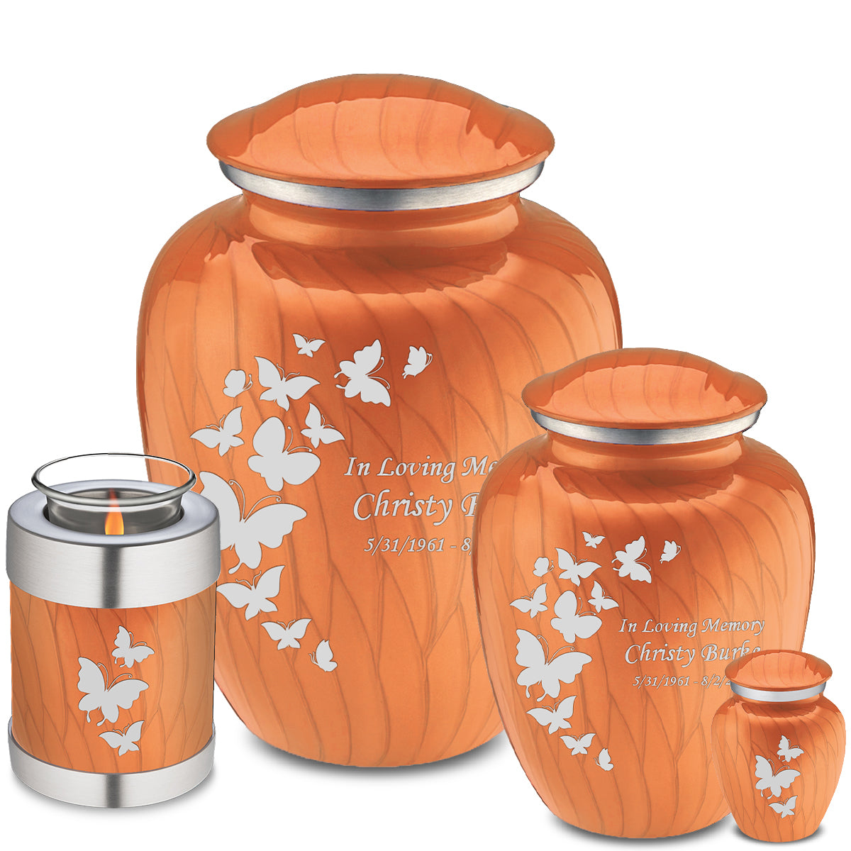 Adult Embrace Pearl Orange Butterfly Cremation Urn