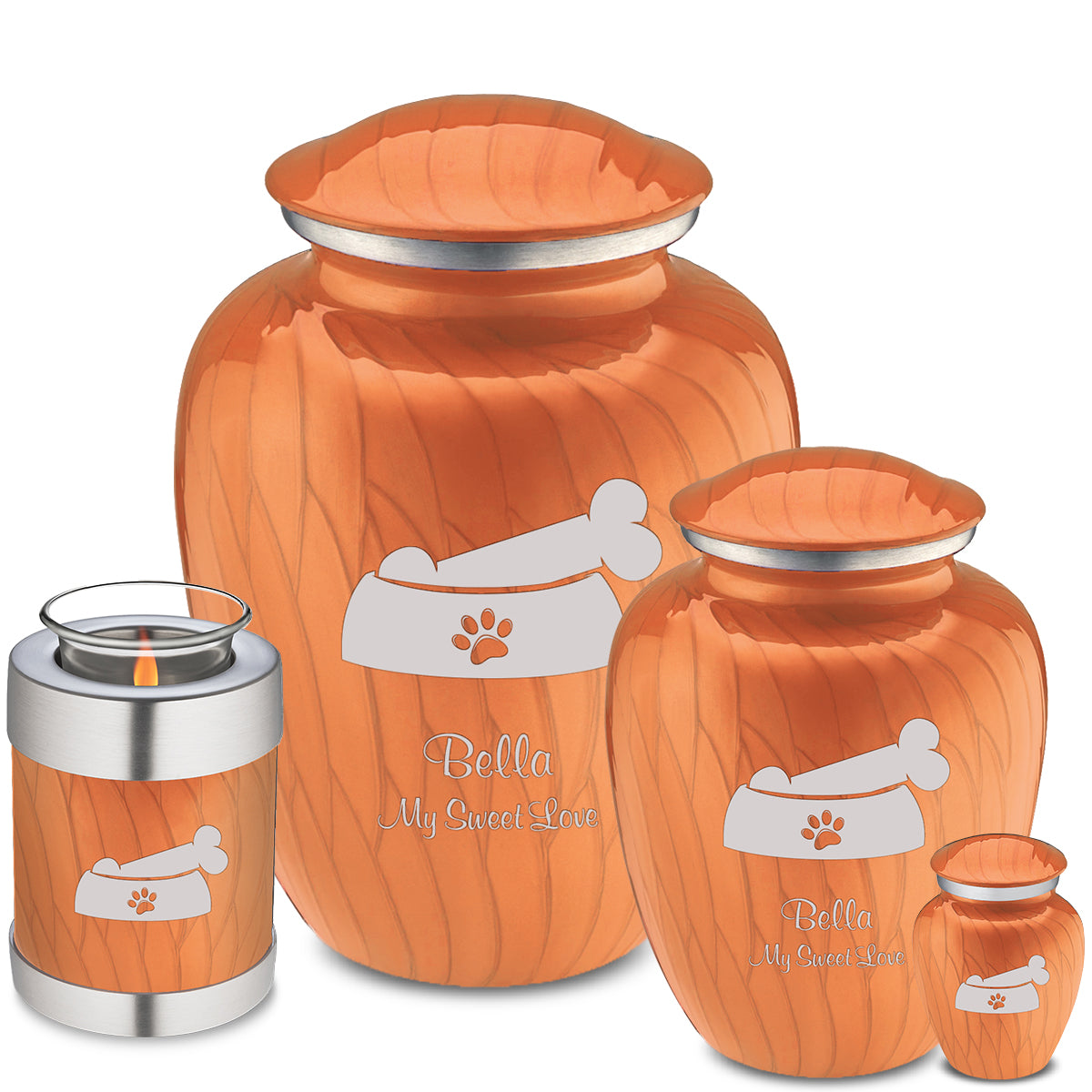 Large Embrace Pearl Orange Pet Dog Bone Cremation Urn