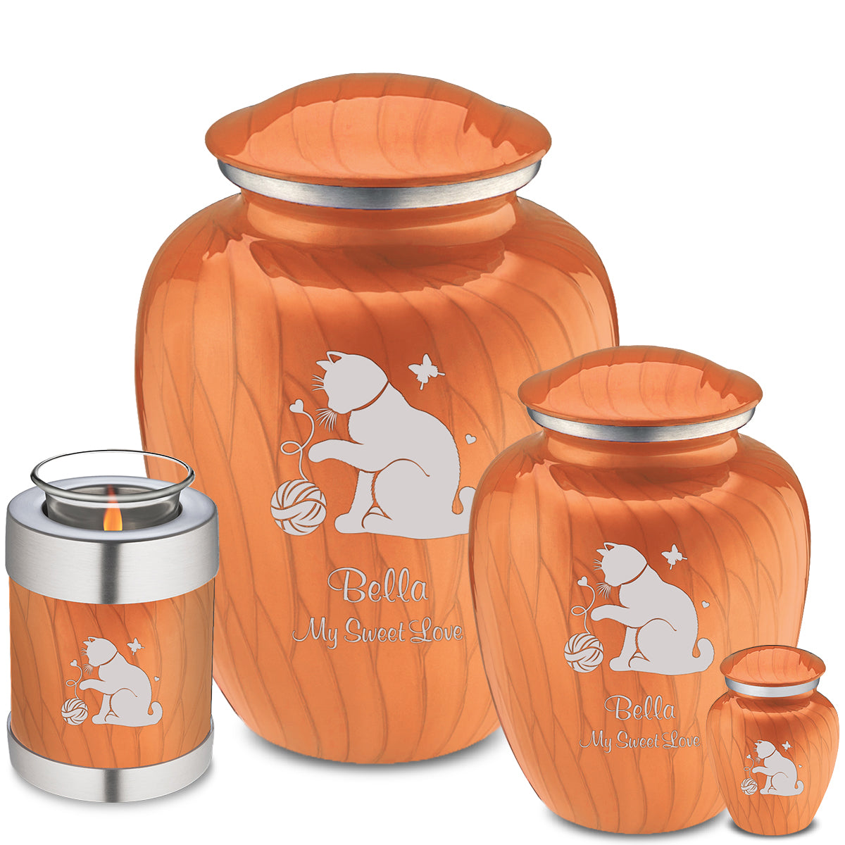 Large Embrace Pearl Orange Pet Fun Cat Cremation Urn