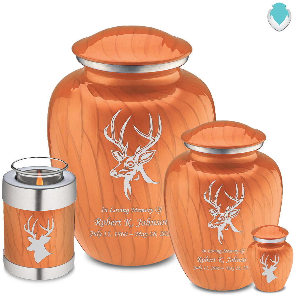 Adult Embrace Pearl Orange Deer Cremation Urn