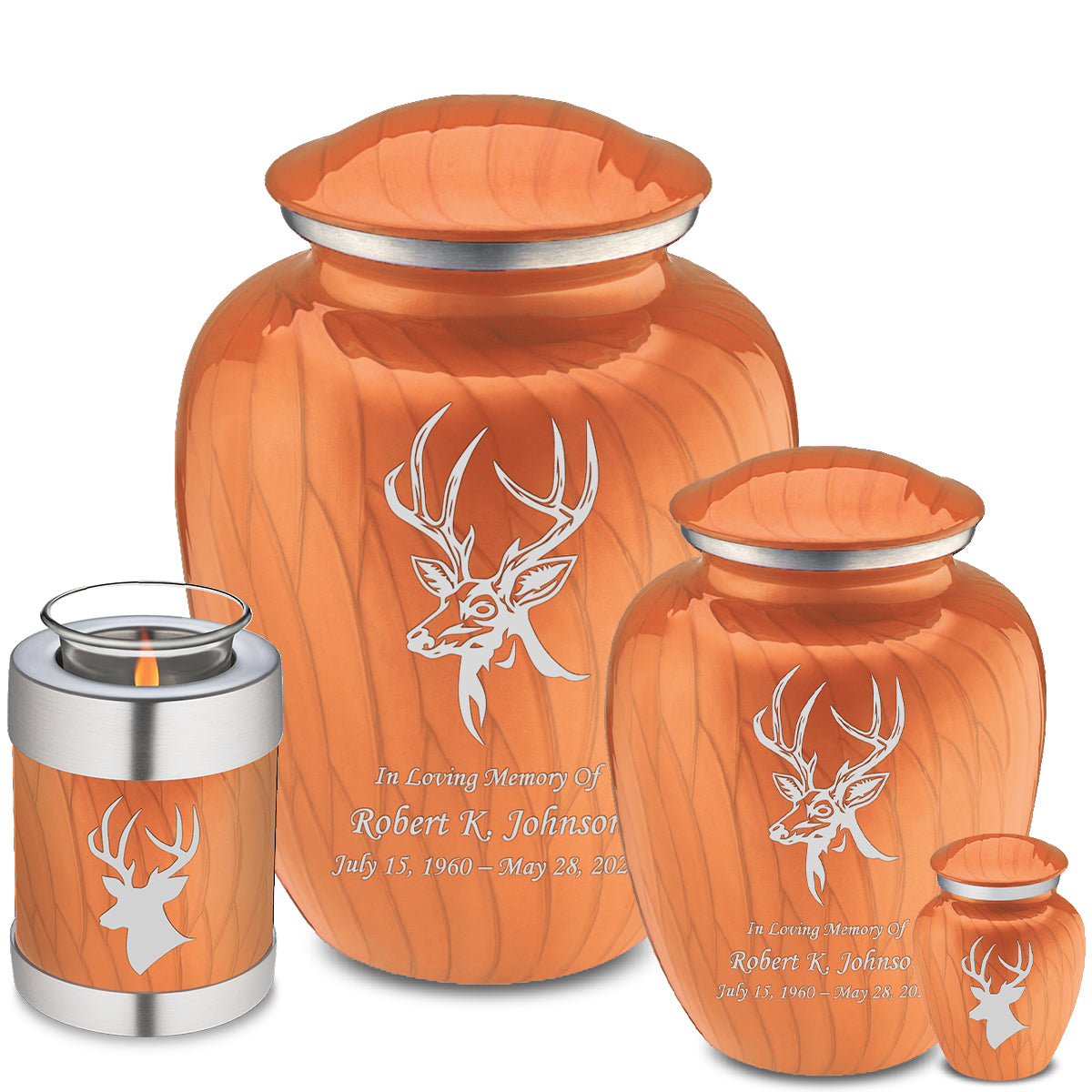Medium Embrace Pearl Orange Deer Cremation Urn