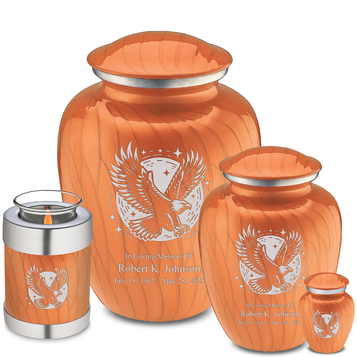 Adult Embrace Pearl Orange Flying Eagle Cremation Urn