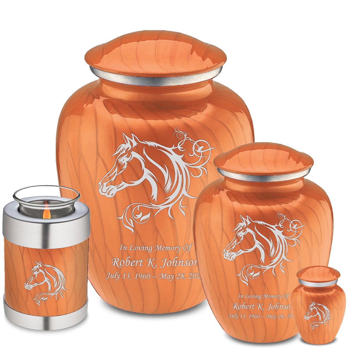 Adult Embrace Pearl Orange Horse Cremation Urn