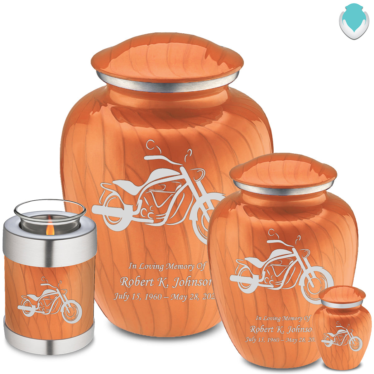 Adult Embrace Pearl Orange Motorcycle Cremation Urn