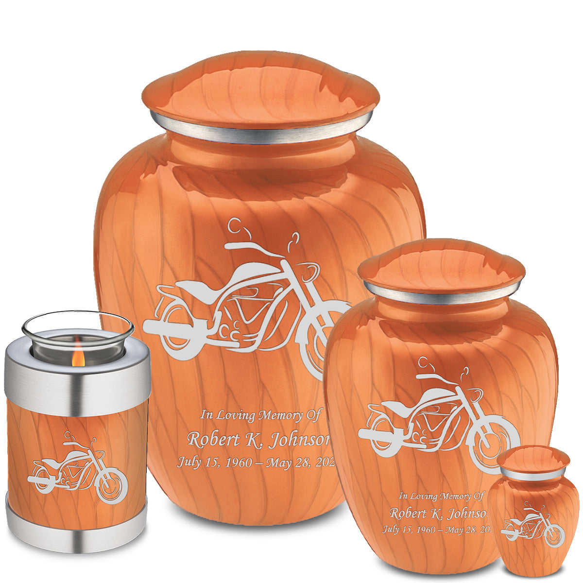 Adult Embrace Pearl Orange Motorcycle Cremation Urn