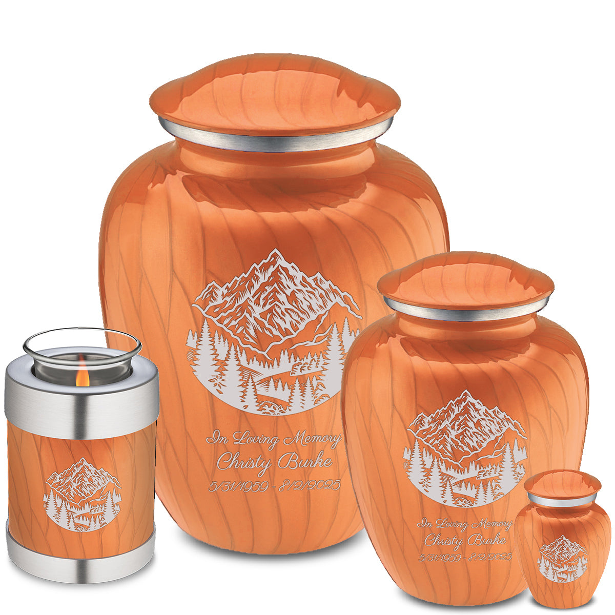 Keepsake Embrace Pearl Orange Rocky Mountains Cremation Urn