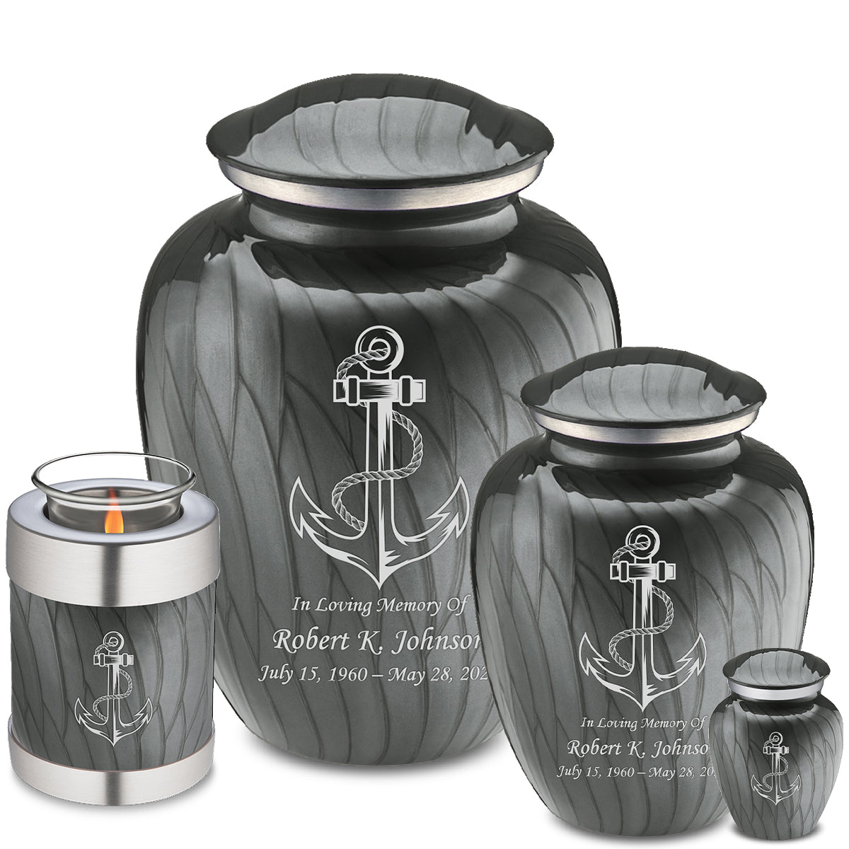 Adult Embrace Pearl Silver Anchor Cremation Urn