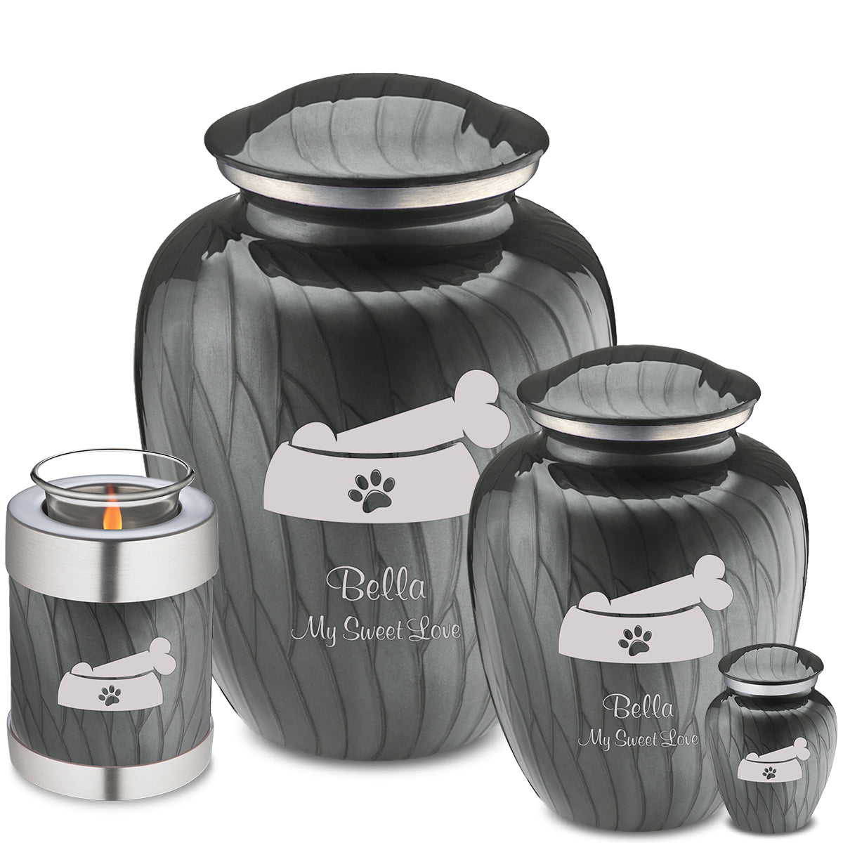 Large Embrace Pearl Silver Pet Dog Bone Cremation Urn