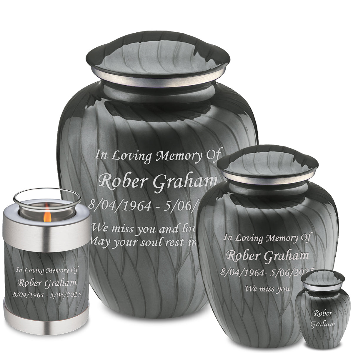 Adult Embrace Pearl Silver Custom Engraved Cremation Urn