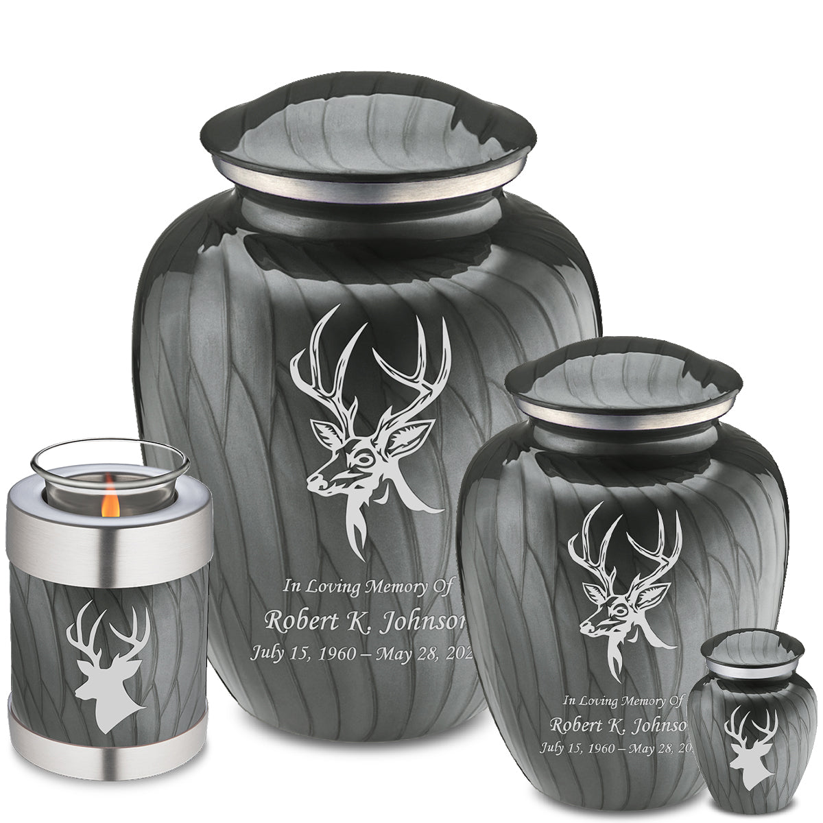 Keepsake Embrace Pearl Silver Deer Cremation Urn