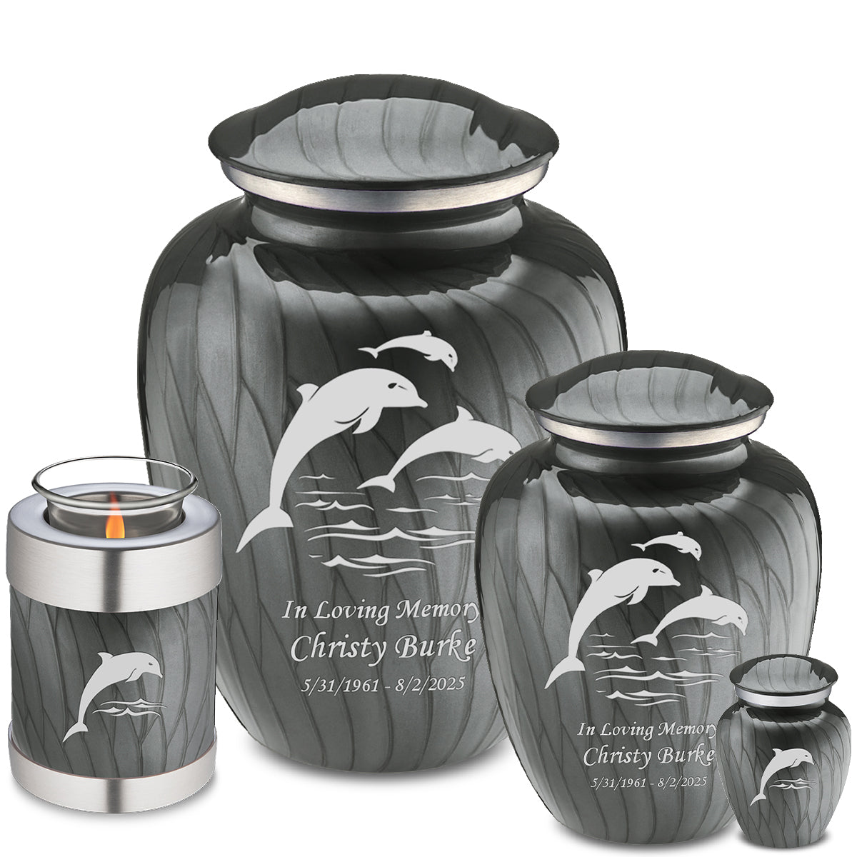 Keepsake Embrace Pearl Silver Dolphin Cremation Urn