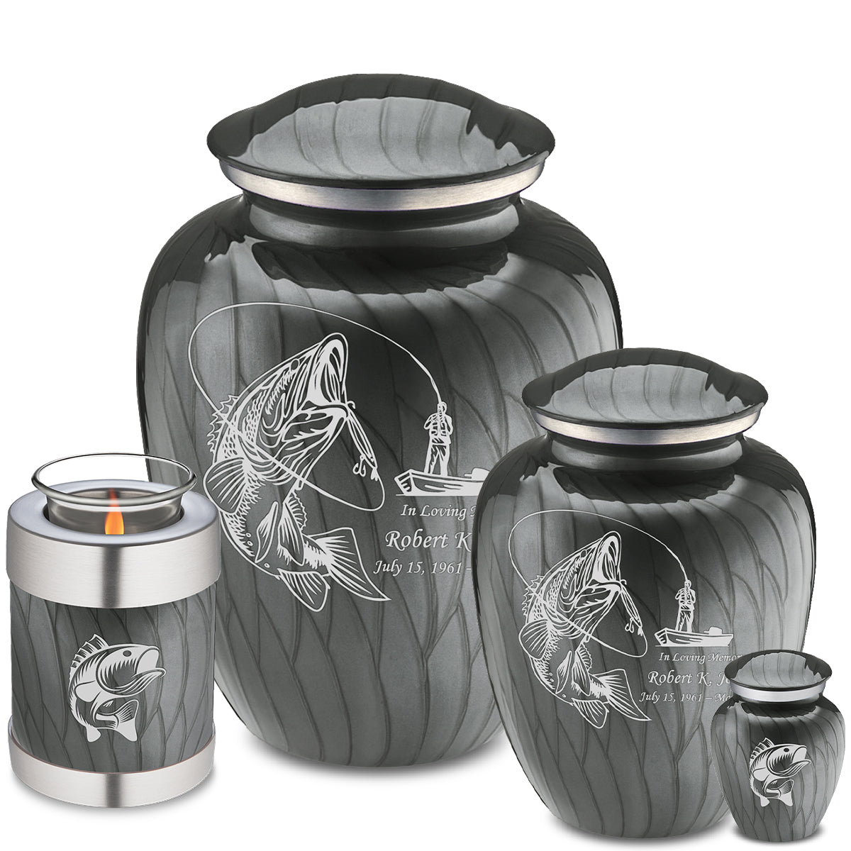 Adult Embrace Pearl Silver Fishing Cremation Urn
