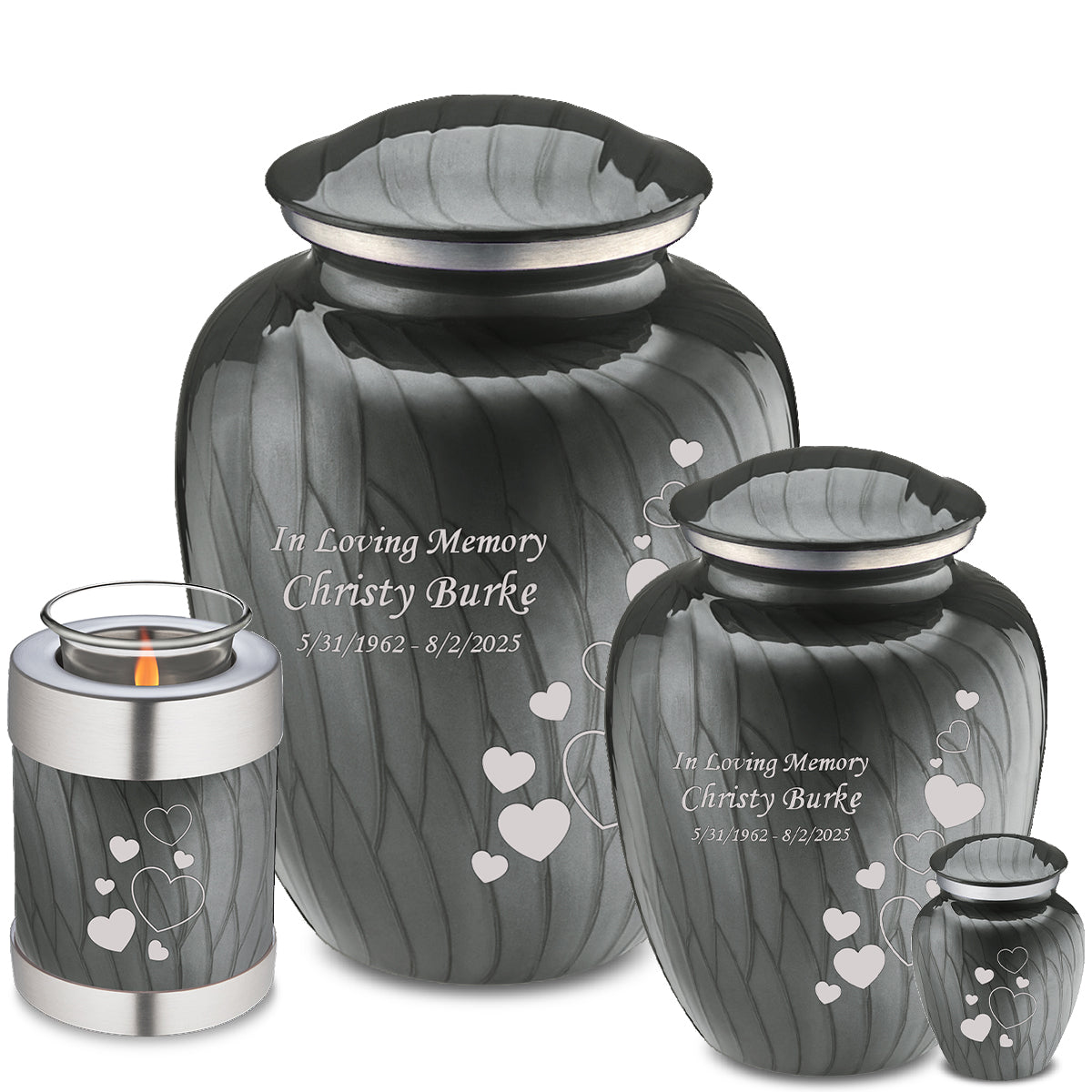 Adult Embrace Pearl Silver Floating Heart Cremation Urn