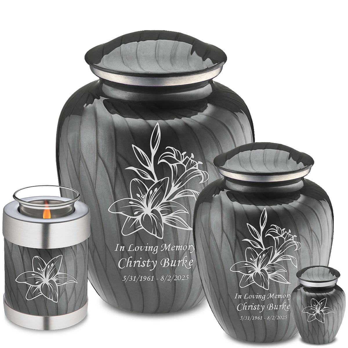 Adult Embrace Pearl Silver Lily Cremation Urn