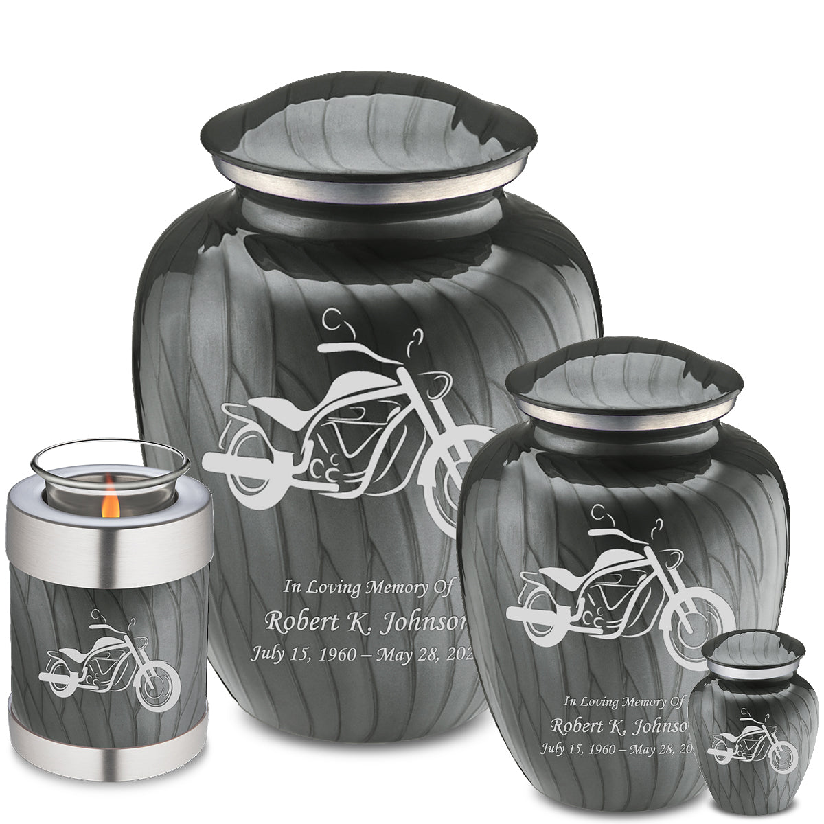 Keepsake Embrace Pearl Silver Motorcycle Cremation Urn