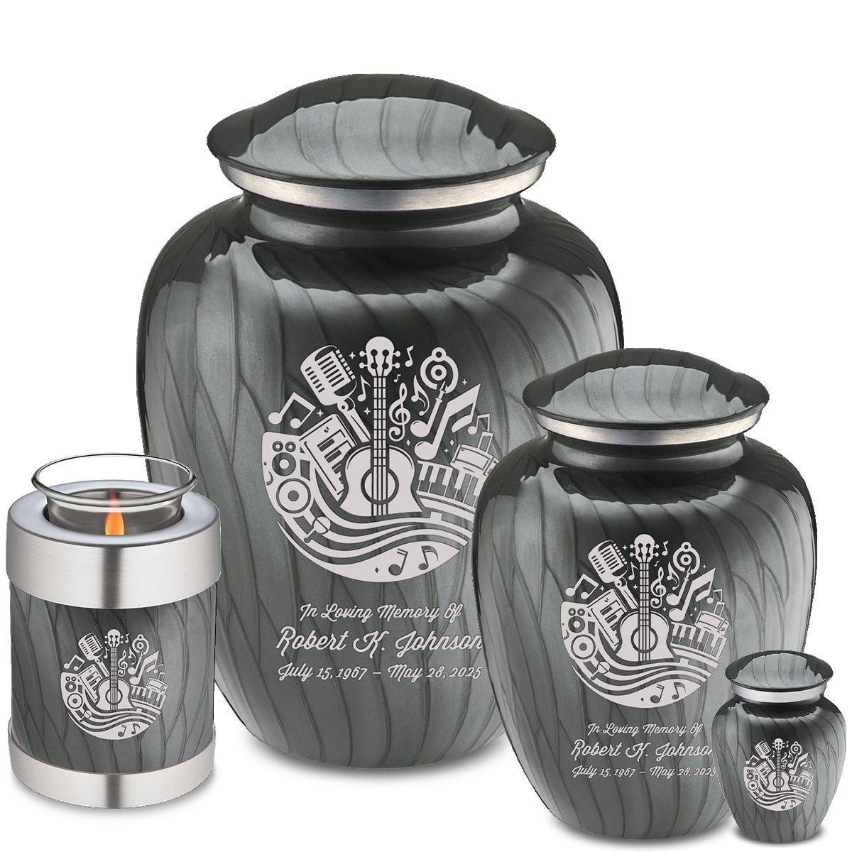 Medium Embrace Pearl Silver Music Cremation Urn