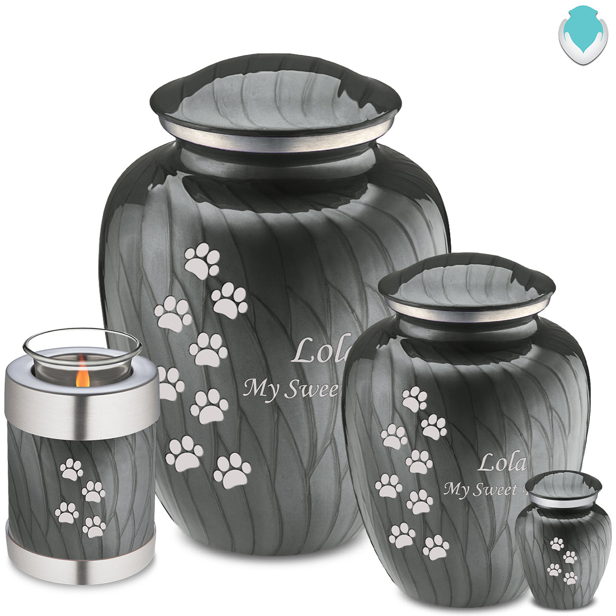 Medium Embrace Pearl Silver Walking Paws Pet Cremation Urn