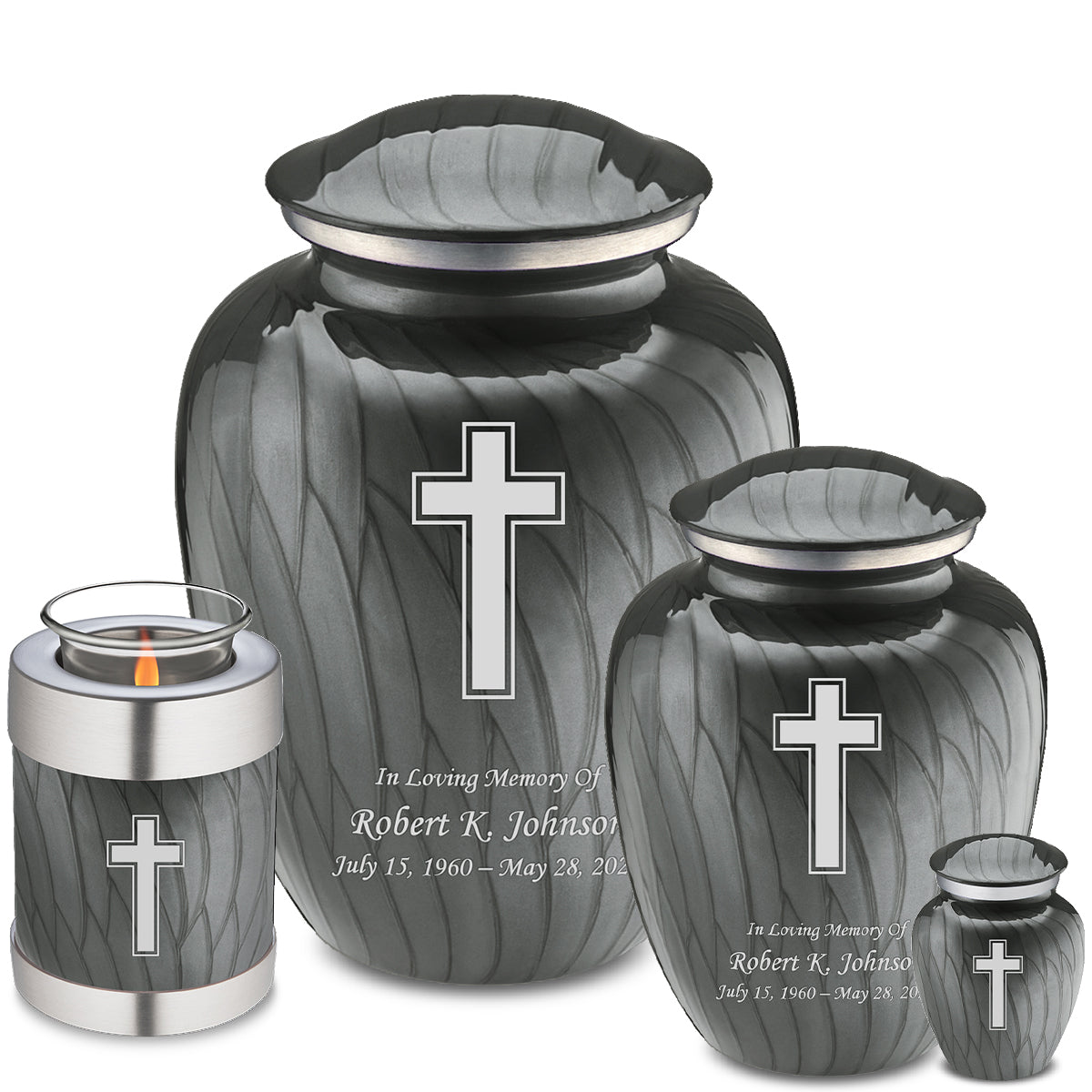 Adult Embrace Pearl Silver Simple Cross Cremation Urn