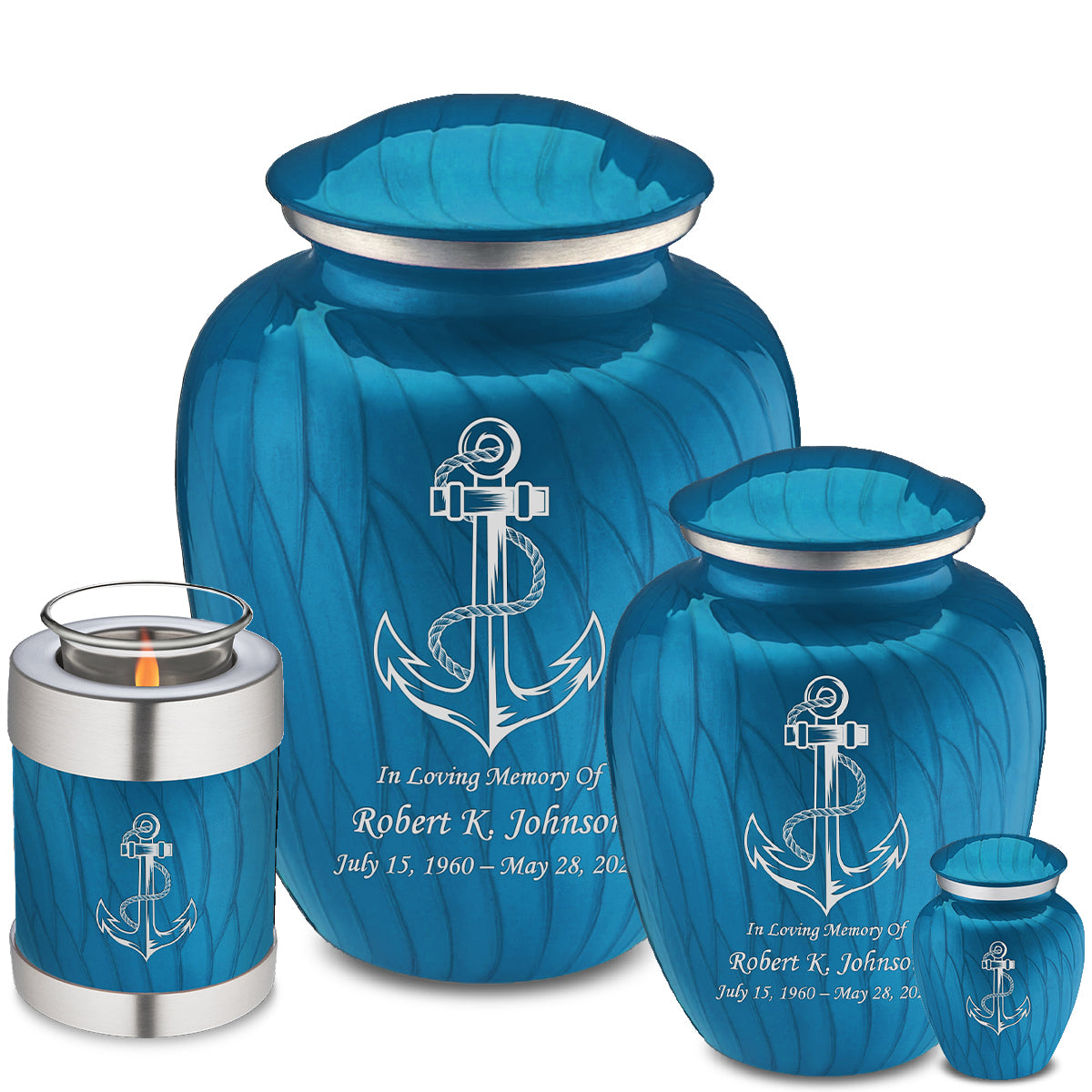 Adult Embrace Pearl Racing Blue Anchor Cremation Urn