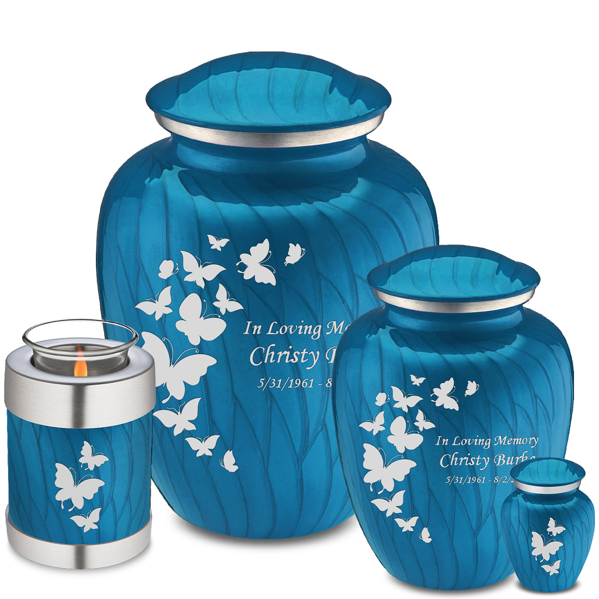 Adult Embrace Pearl Racing Blue Butterfly Cremation Urn