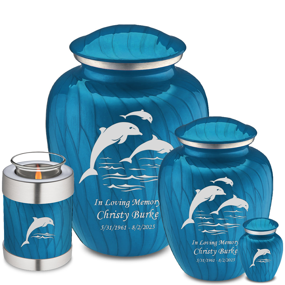 Adult Embrace Pearl Racing Blue Dolphin Cremation Urn
