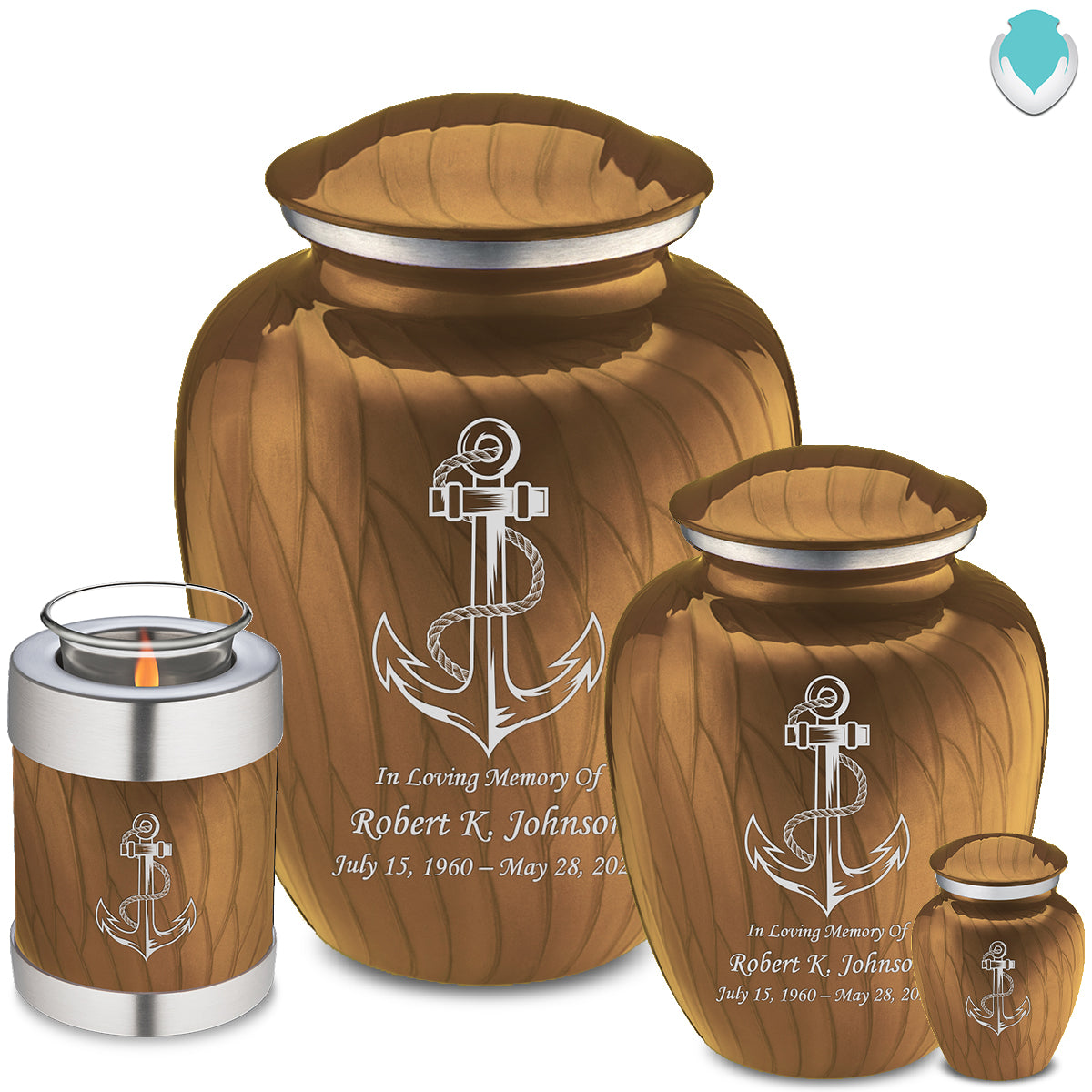 Adult Embrace Pearl Gold Anchor Cremation Urn