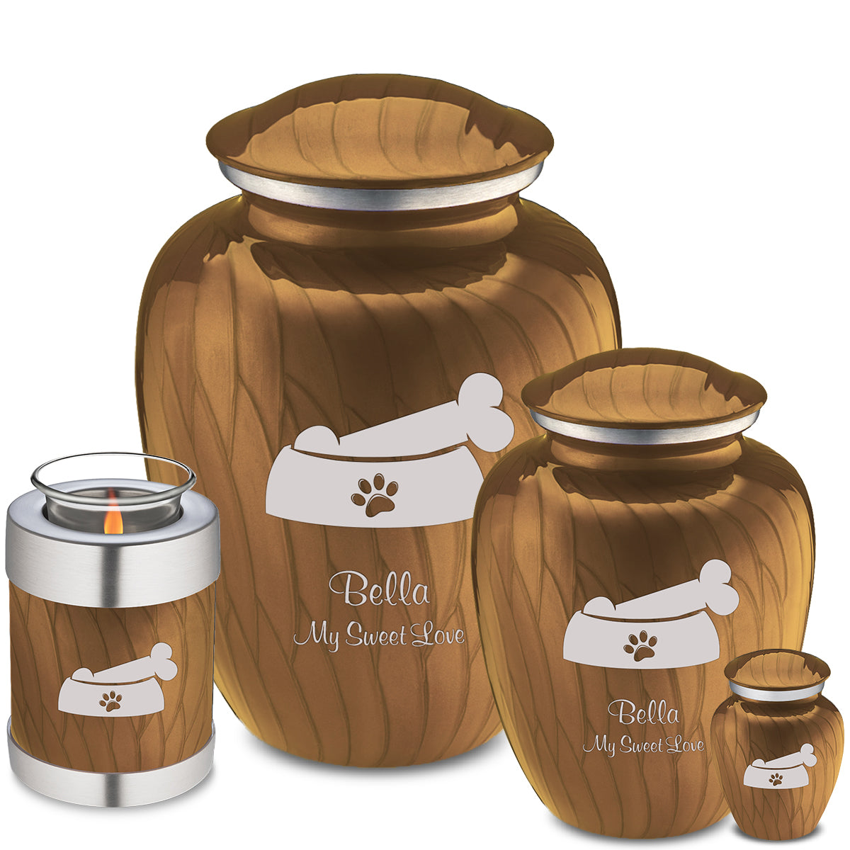 Keepsake  Embrace Pearl Gold Pet Dog Bone Cremation Urn
