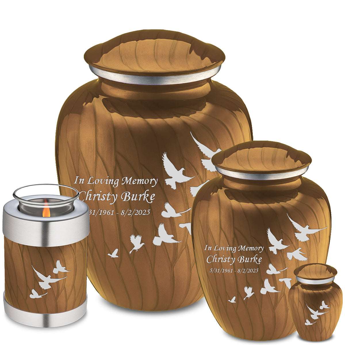 Adult Embrace Pearl Gold Doves Cremation Urn