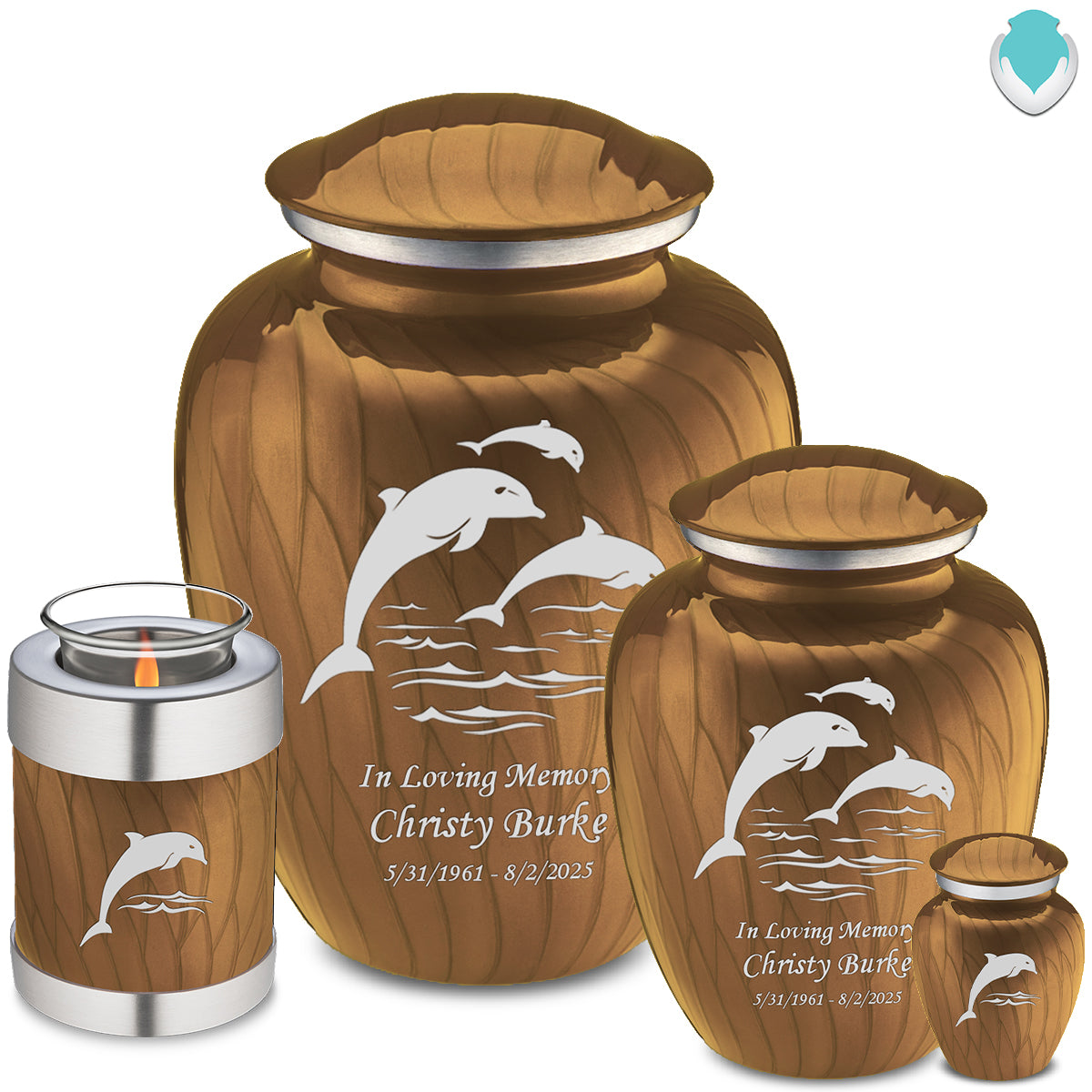 Adult Embrace Pearl Gold Dolphin Cremation Urn
