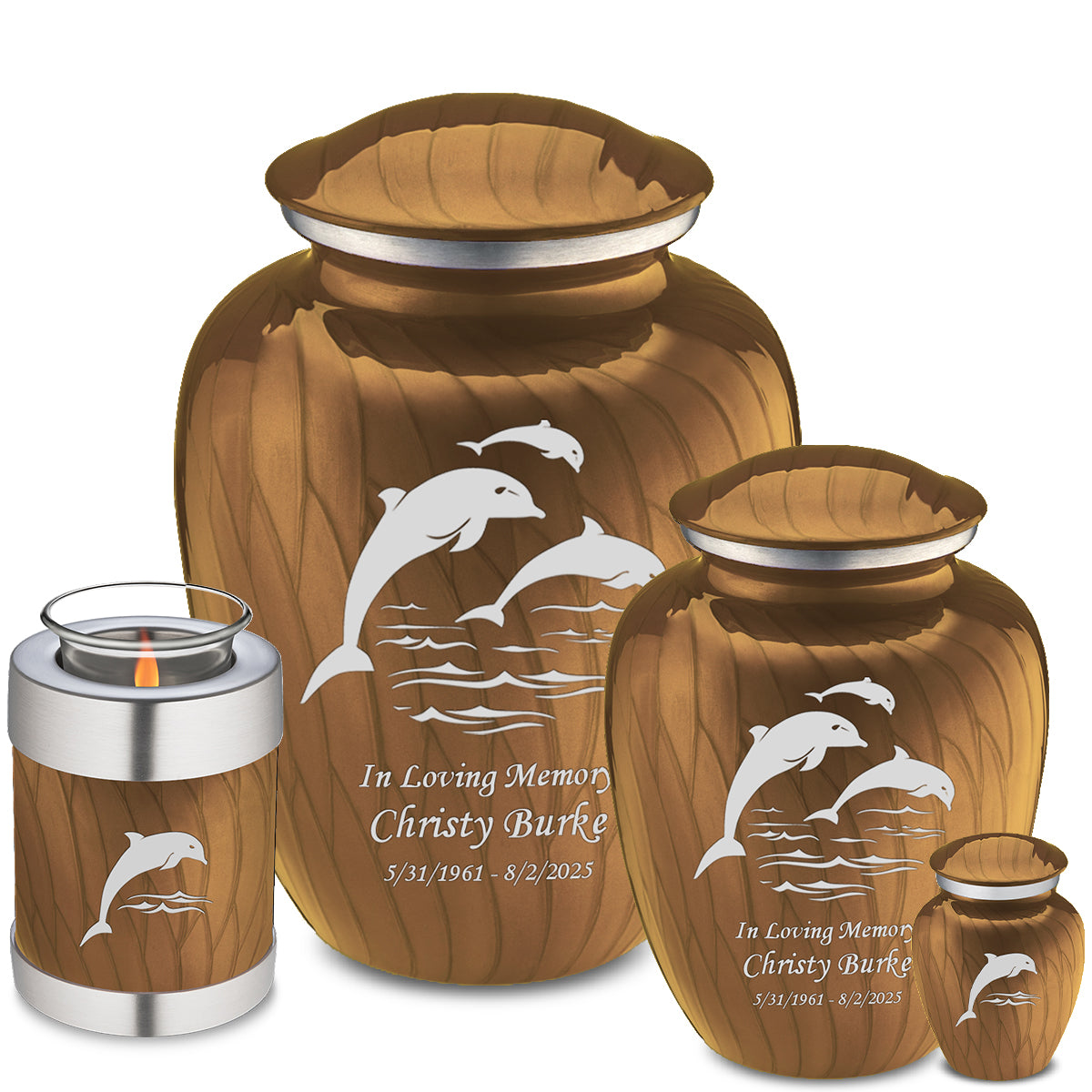 Adult Embrace Pearl Gold Dolphin Cremation Urn