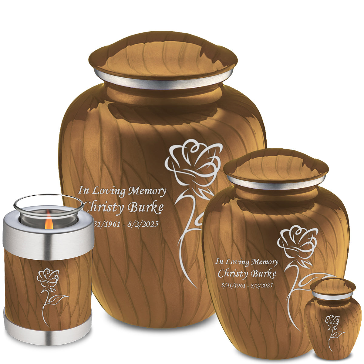 Medium Embrace Pearl Gold Rose Cremation Urn
