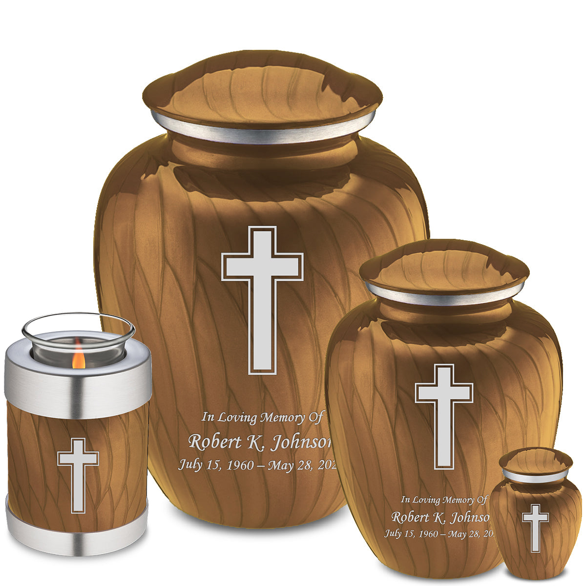 Adult Embrace Pearl Gold Simple Cross Cremation Urn