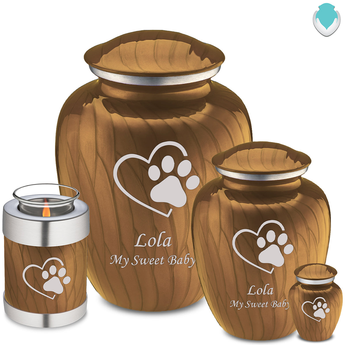 Large Embrace Pearl Gold Single Paw Heart Pet Cremation Urn