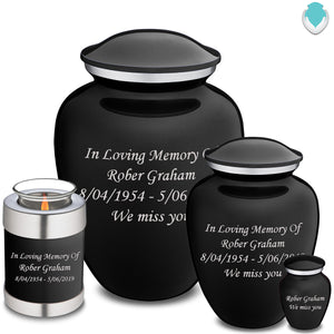 Candle Holder Embrace Black Custom Engraved Text Cremation Urn