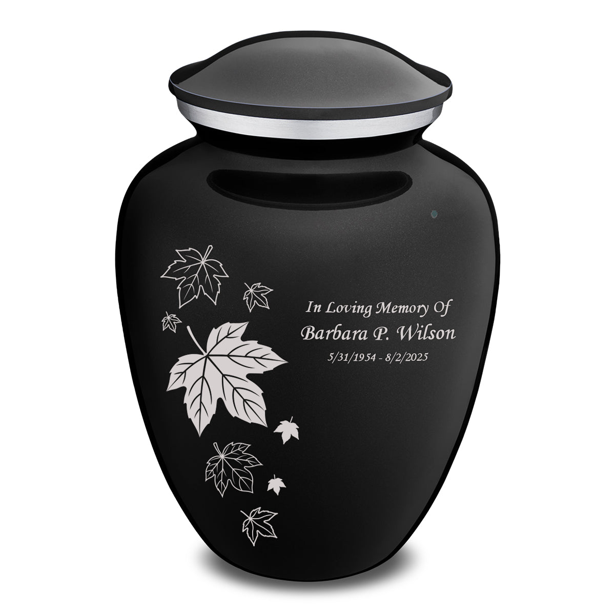 Adult Embrace Black Falling leaves Cremation Urn