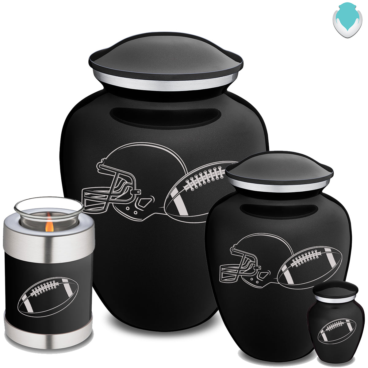 Medium Embrace Black Football Cremation Urn