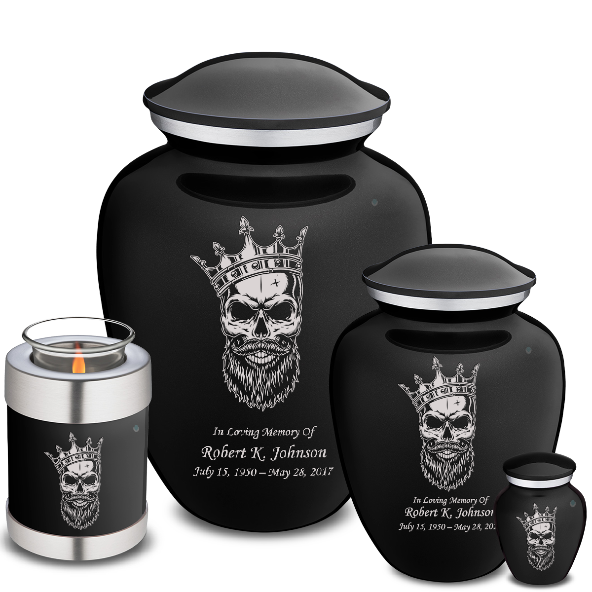 Keepsake Embrace Black Skull Cremation Urn