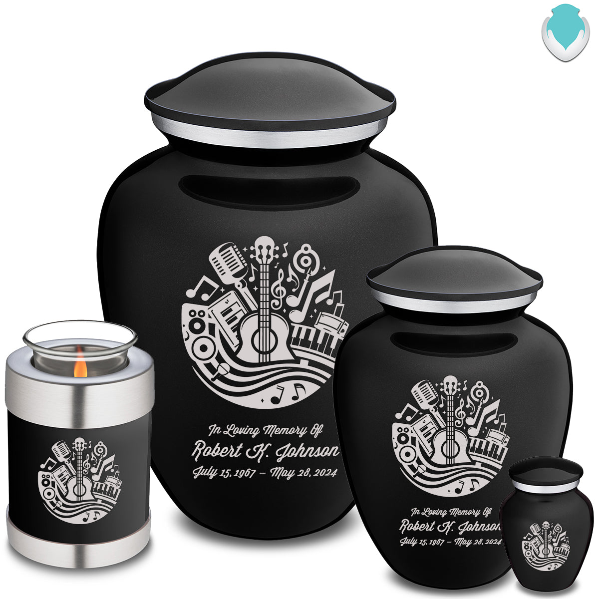 Keepsake Embrace Black Music Cremation Urn