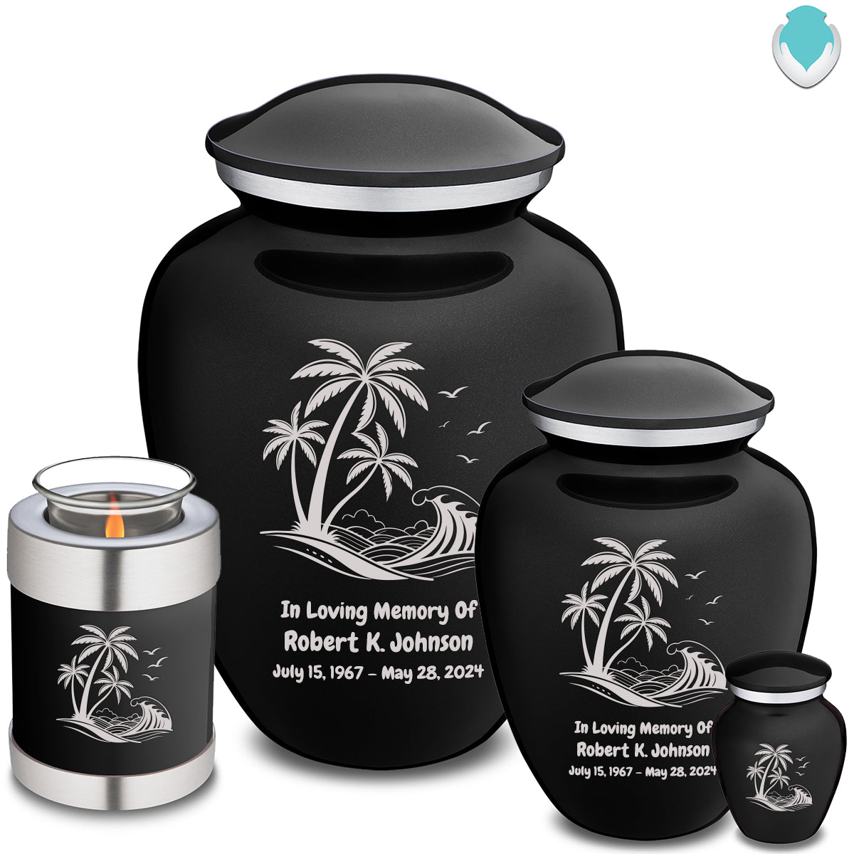 Medium Embrace Black Palm Beach Cremation Urn