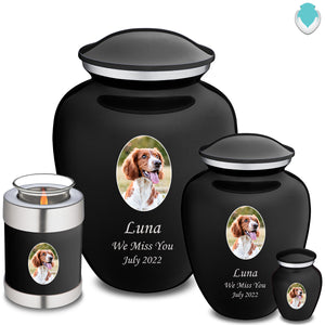 Candle Holder Pet Embrace Black Portrait Cremation Urn