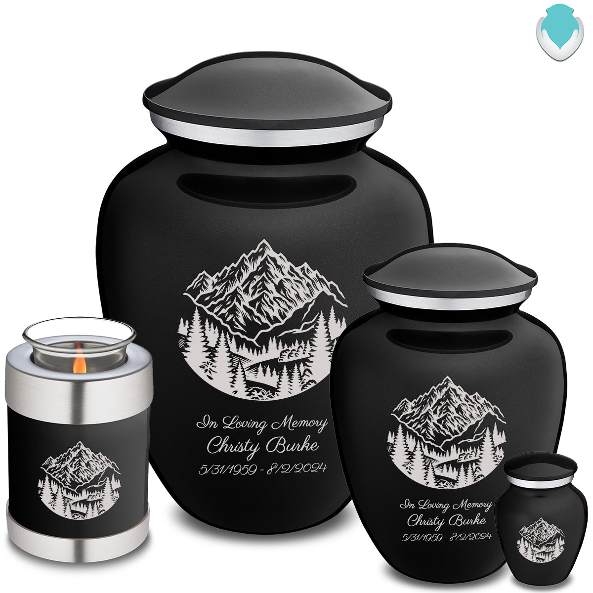 Keepsake Embrace Black Rocky Mountains Cremation Urn