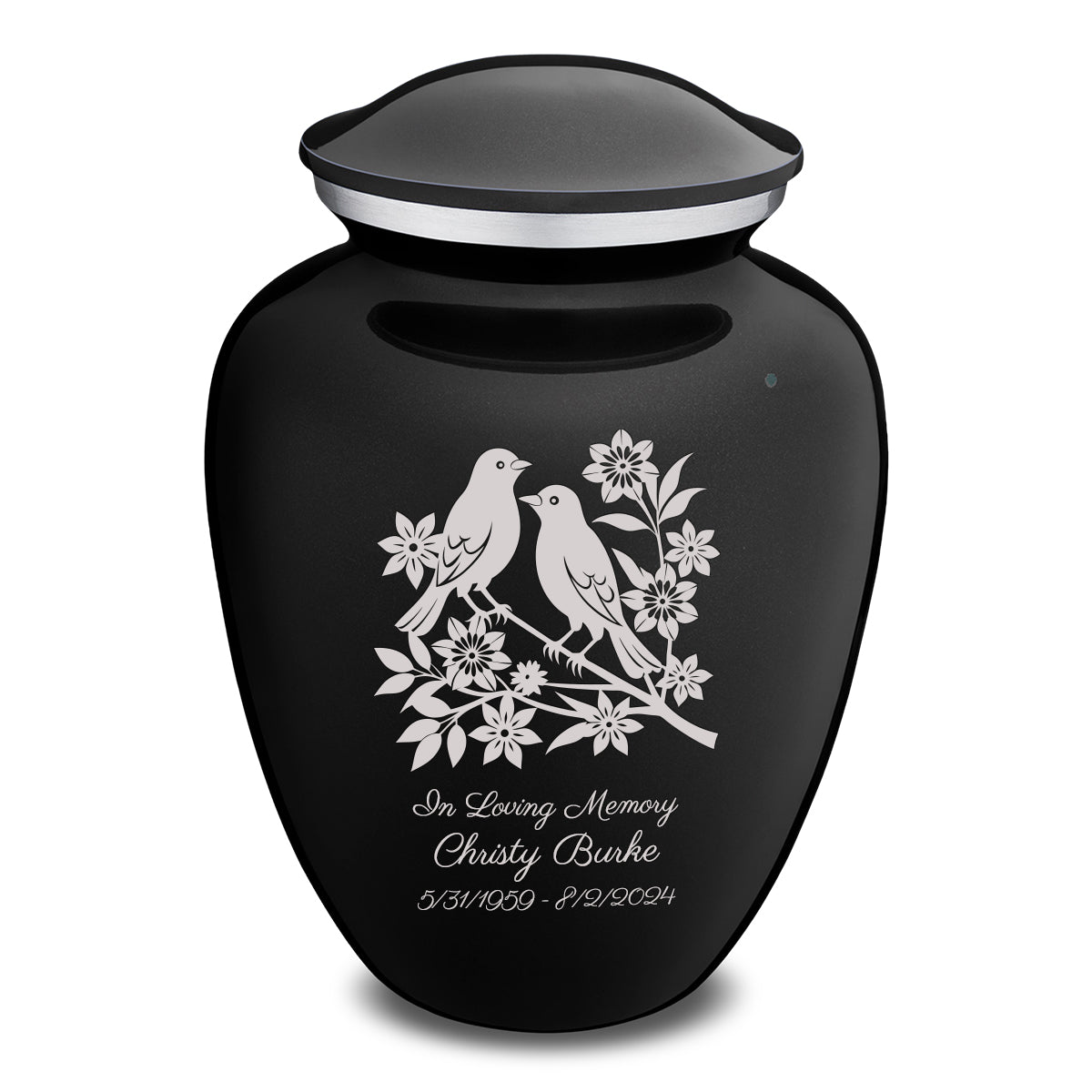 Adult Embrace Black Songbirds Cremation Urn