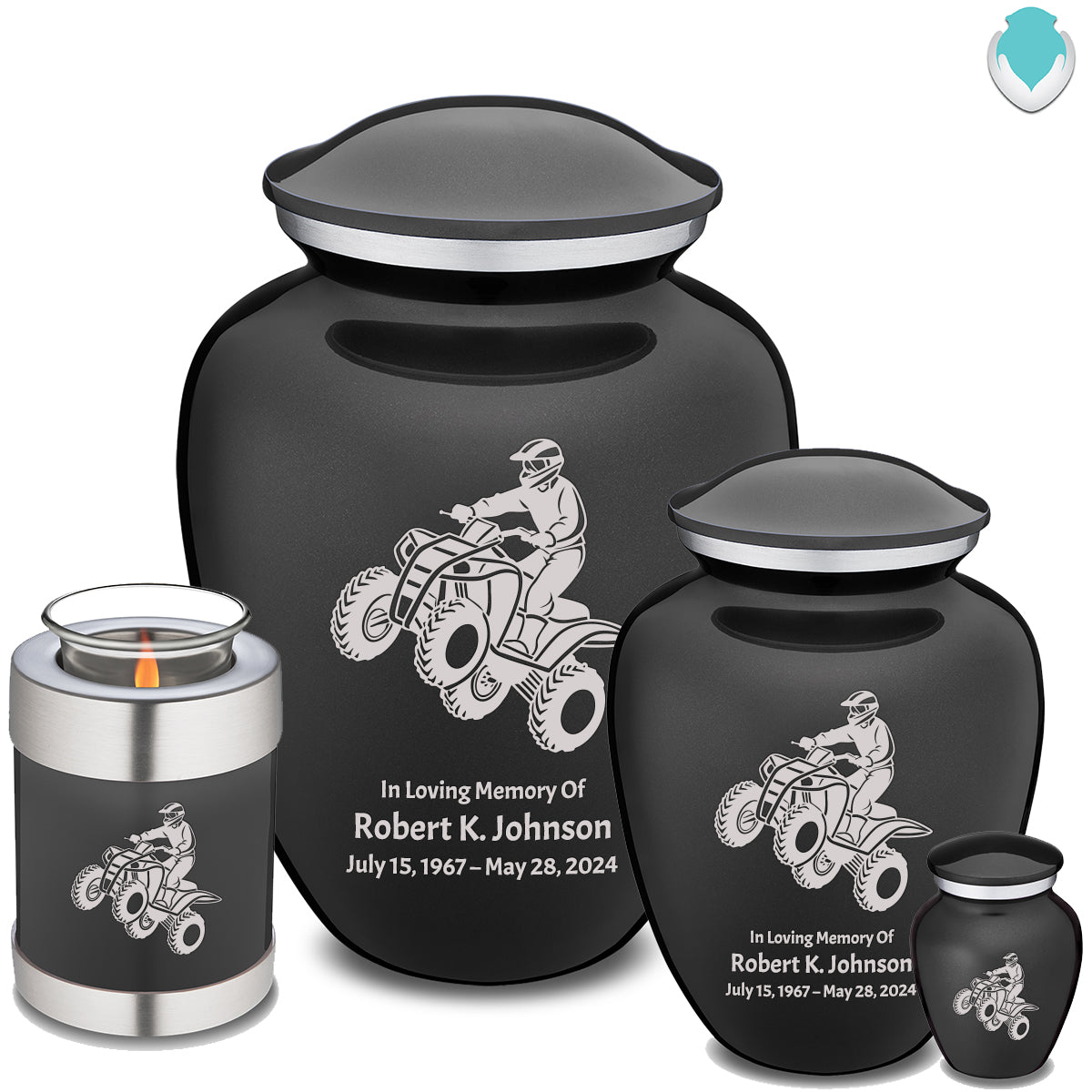 Candle Holder Embrace Charcoal Black ATV Cremation Urn
