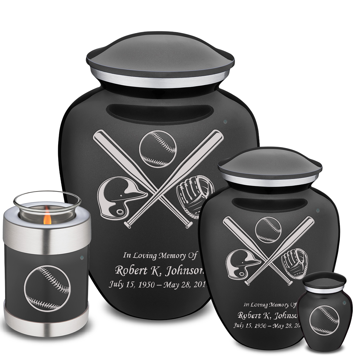 Adult Embrace Charcoal Baseball Cremation Urn