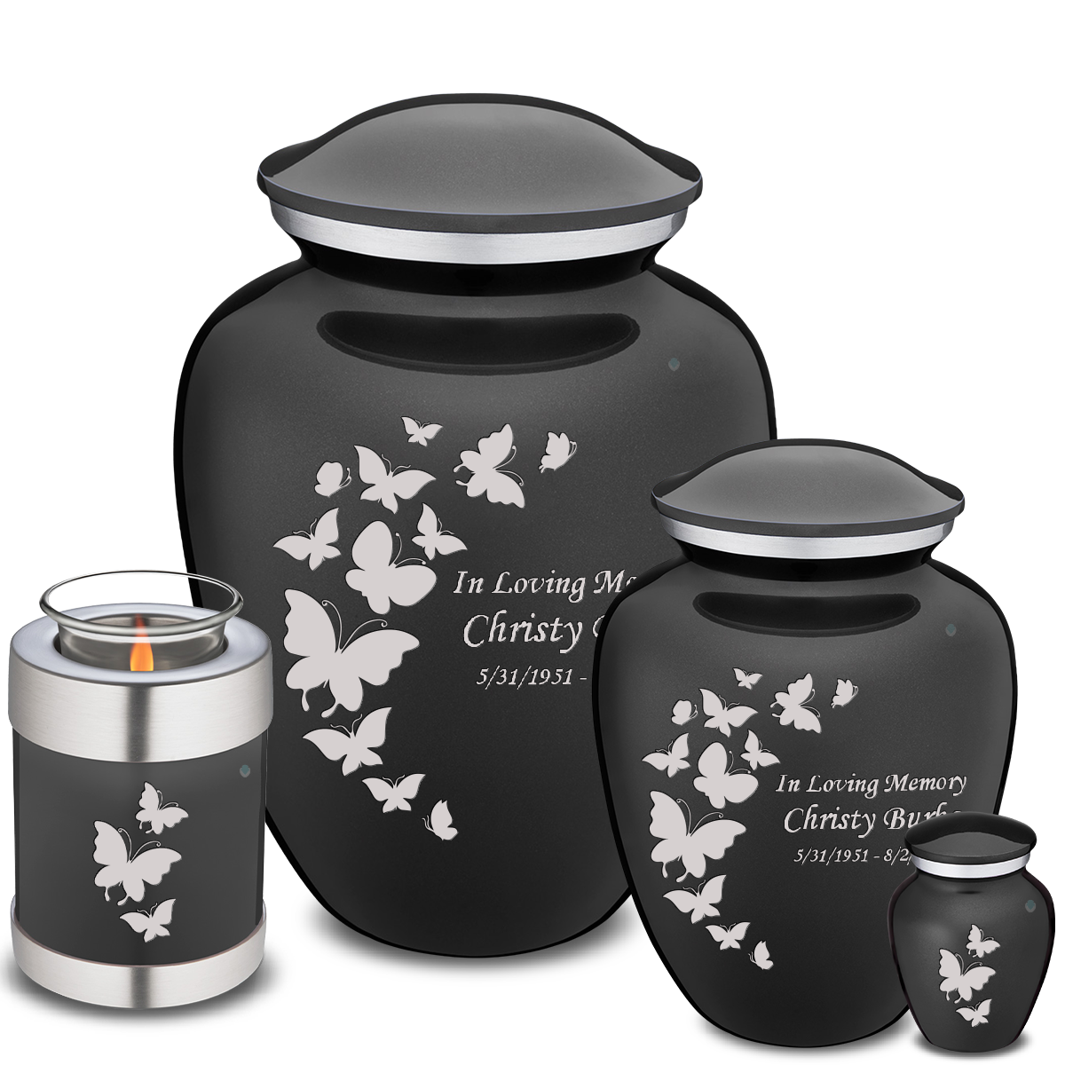 Keepsake Embrace Charcoal Butterflies Cremation Urn